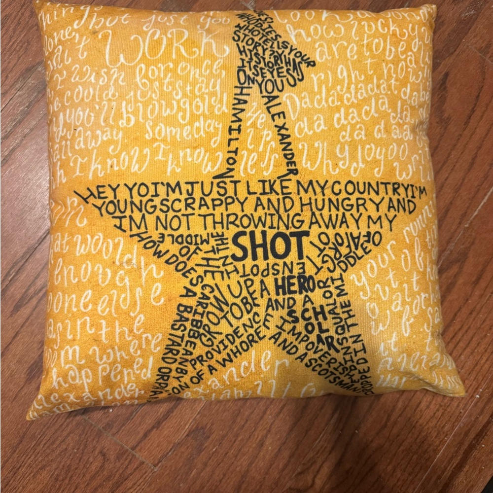Hamilton Yellow Star Text Pillow
